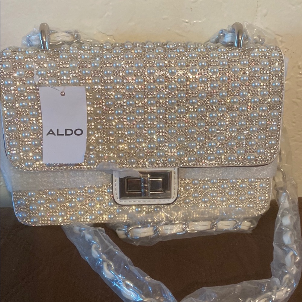 ALDO Silver Pearl-Embellished Women's Bag